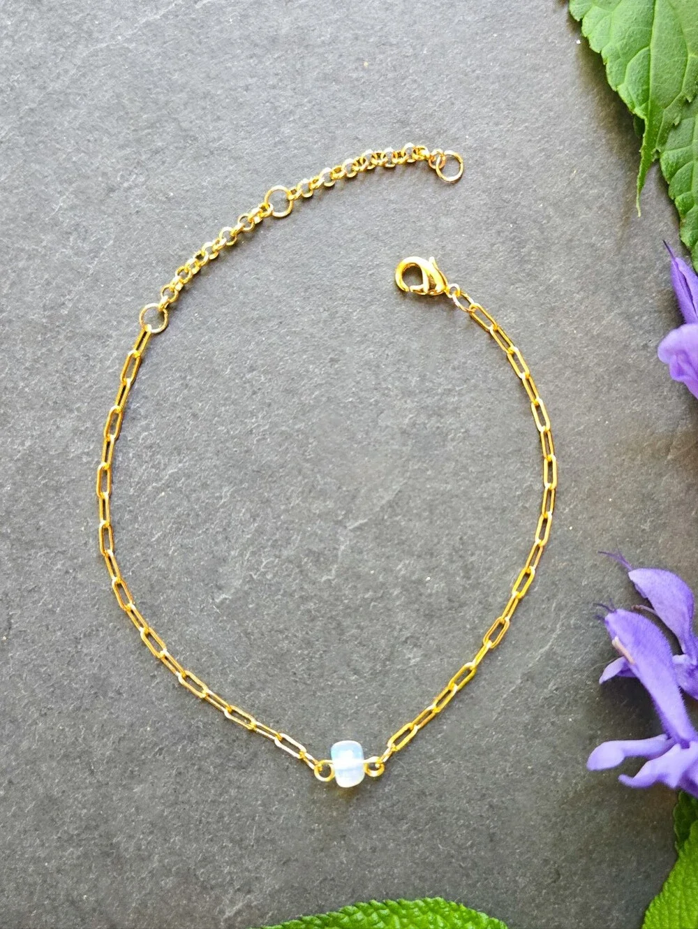 NWT Artisan-Made Welo Opal 24k Gold-Plated Paperclip Chain Bracelet